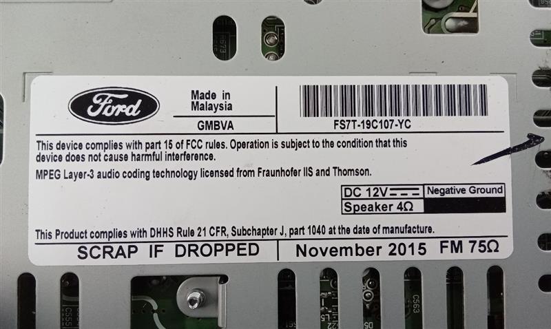 Used 2016 Ford FUSION ID FS7T-19C107-YC - Stock #J00940