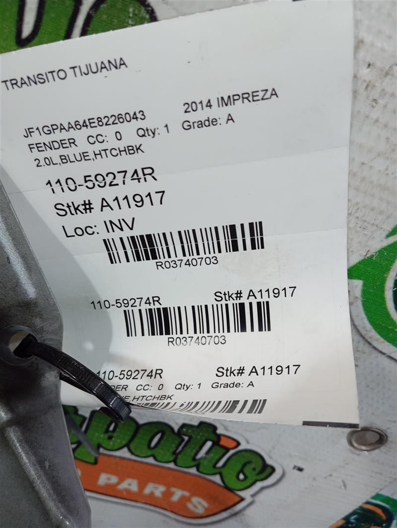2014 Subaru IMPREZA Fender