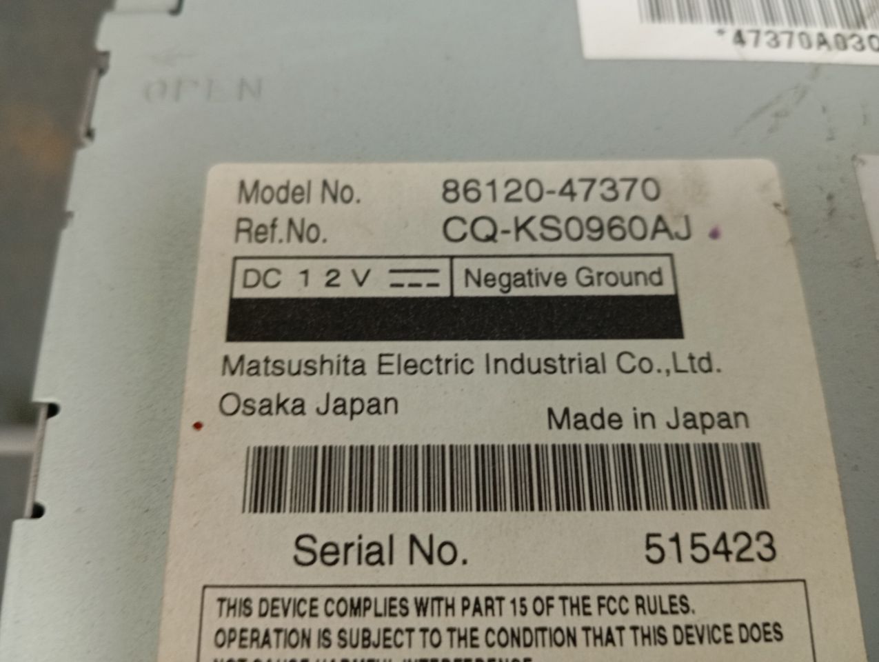 Used 2010 Toyota PRIUS Radio Audio - Stock #H15596