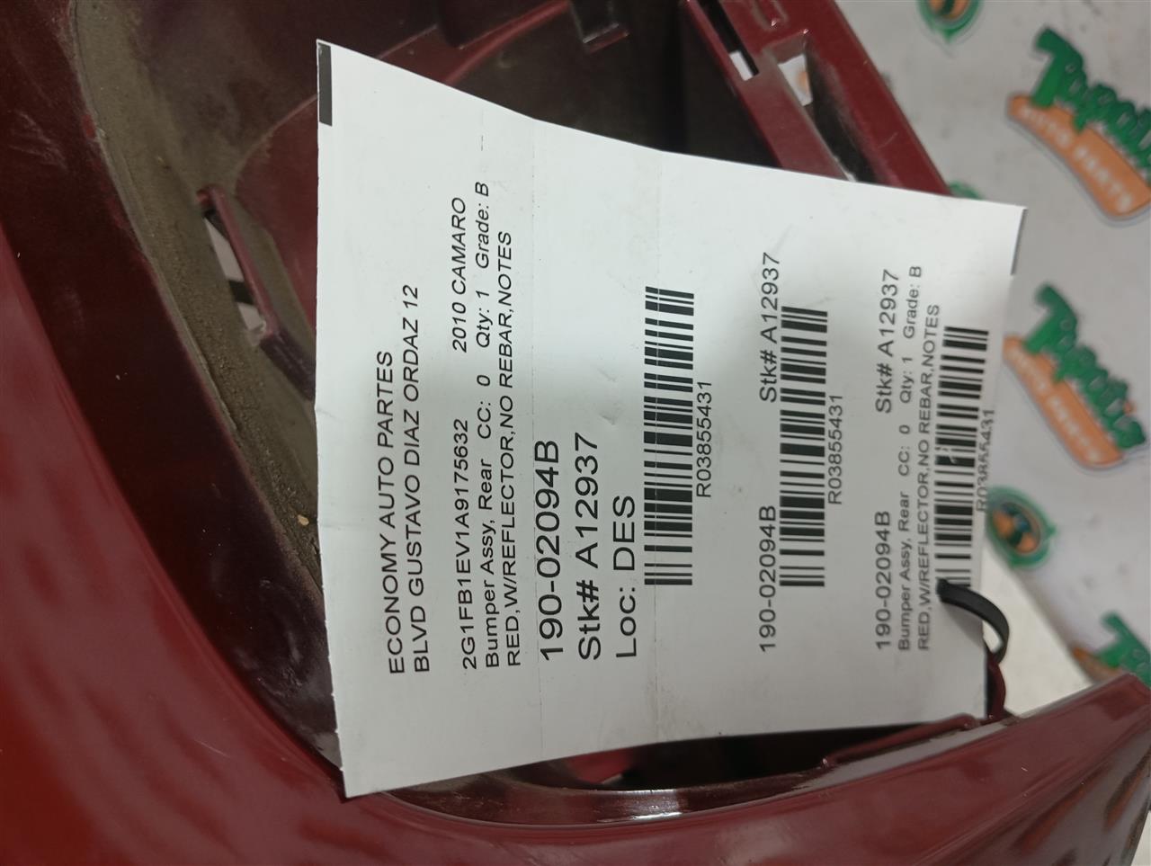 2010 General Motors CAMARO Bumper Assy, Rear