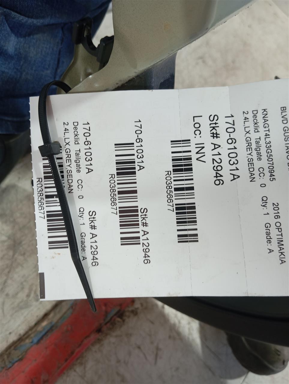 2016 Kia OPTIMA Decklid  Tailgate