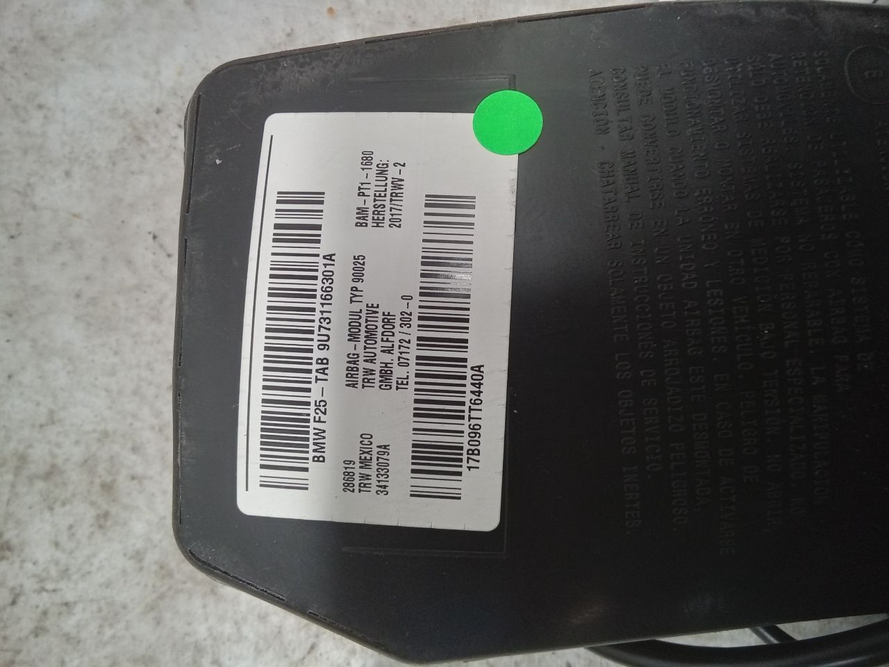 2017 BMW BMW X3 Air Bag