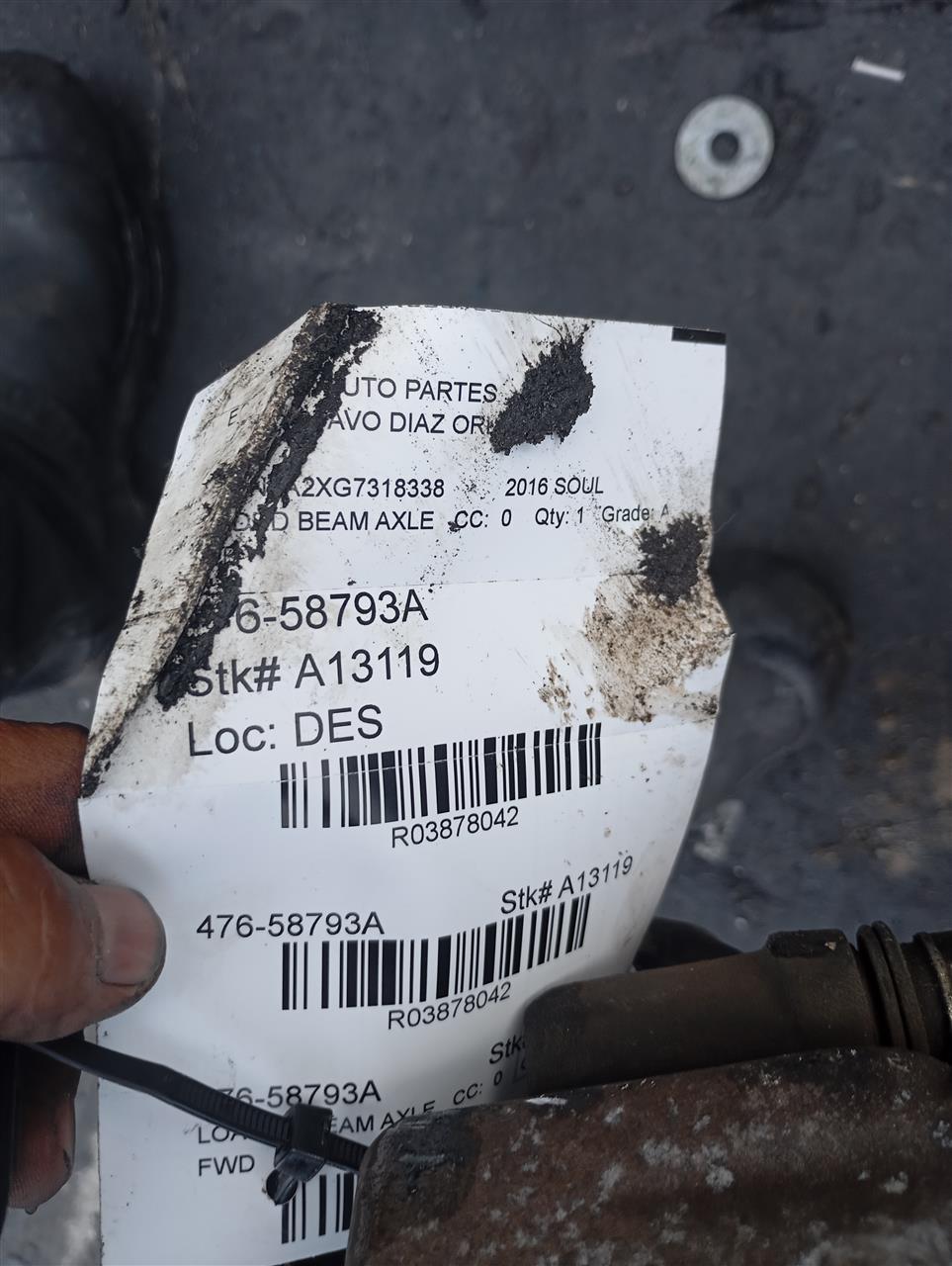 2016 Kia SOUL Loaded Beam Axle