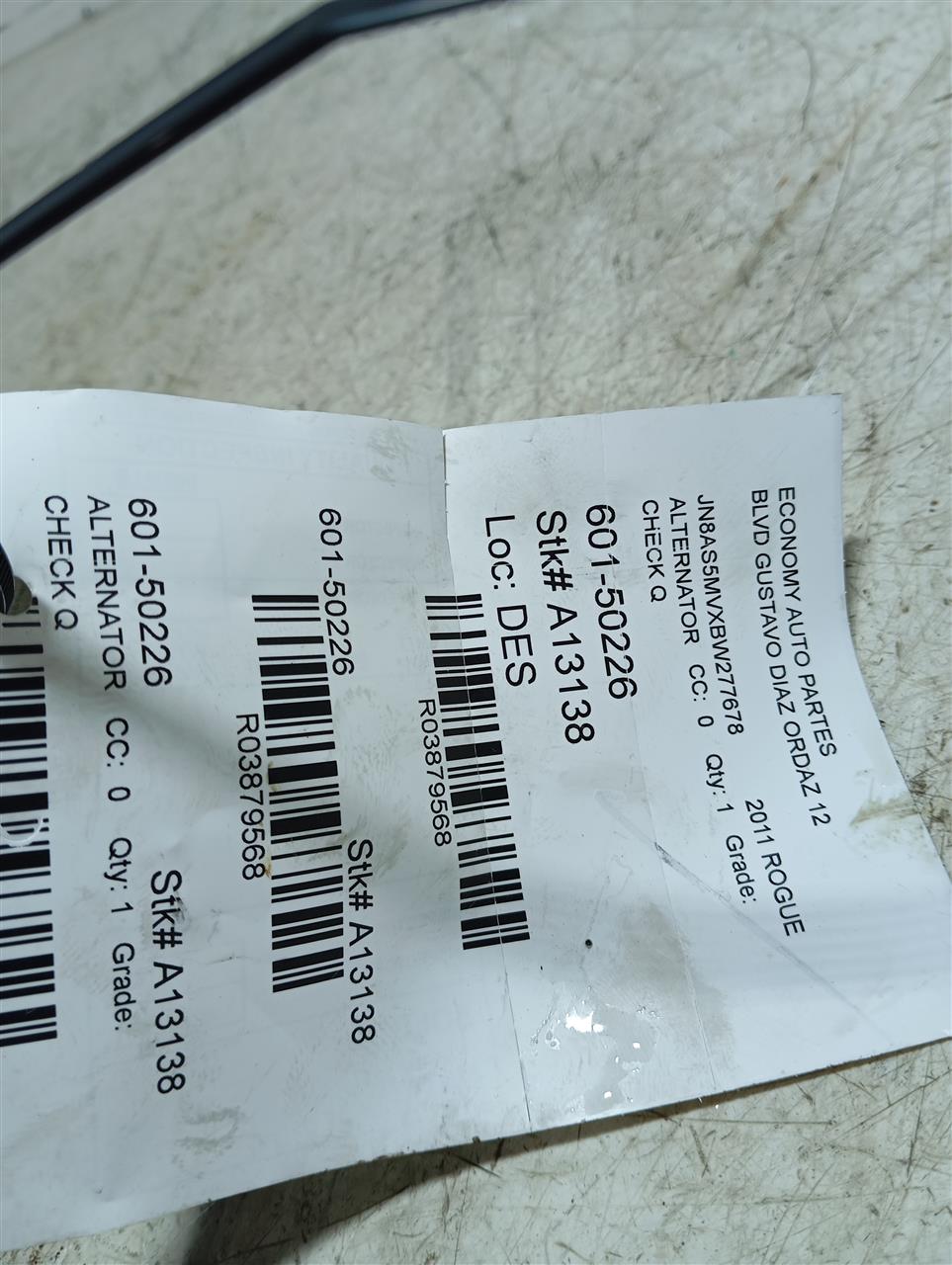 2011 Nissan ROGUE Alternator