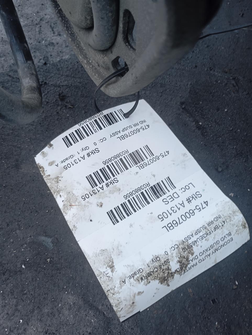 2014 Toyota CAMRY Ind Rr Susp Assy