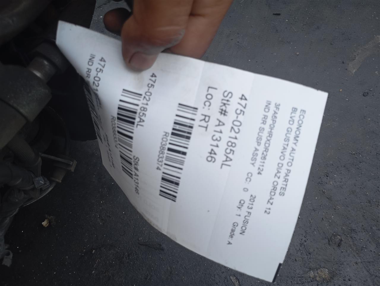2013 Ford FUSION Ind Rr Susp Assy