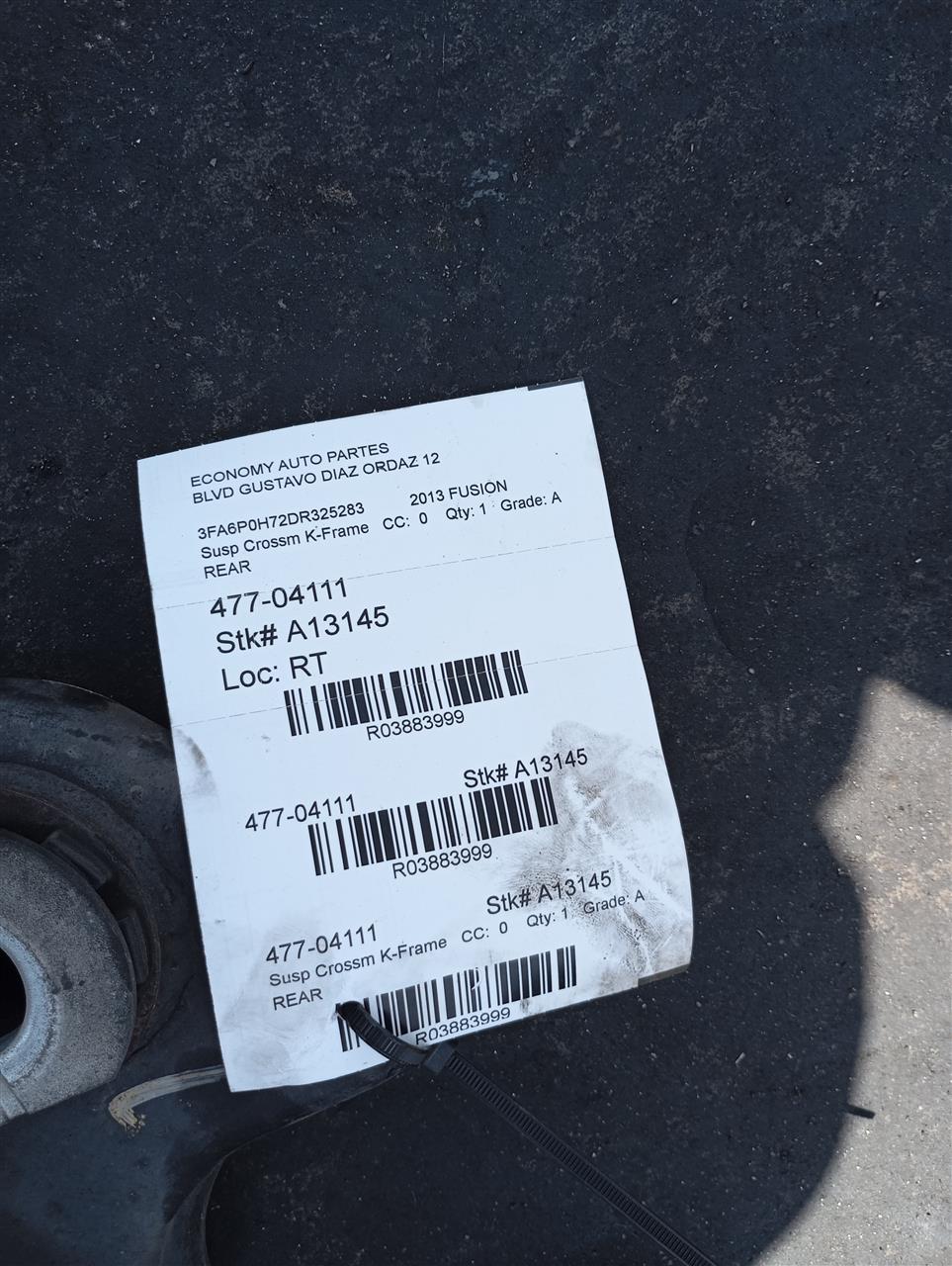 2013 Ford FUSION Susp Crossm K-Frame