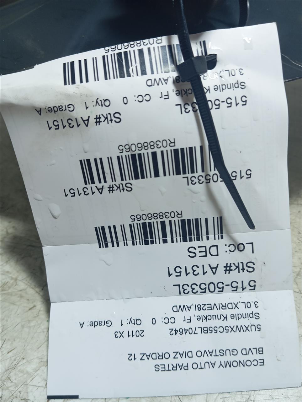2011 BMW X3 BMW Spindle Knuckle, Fr