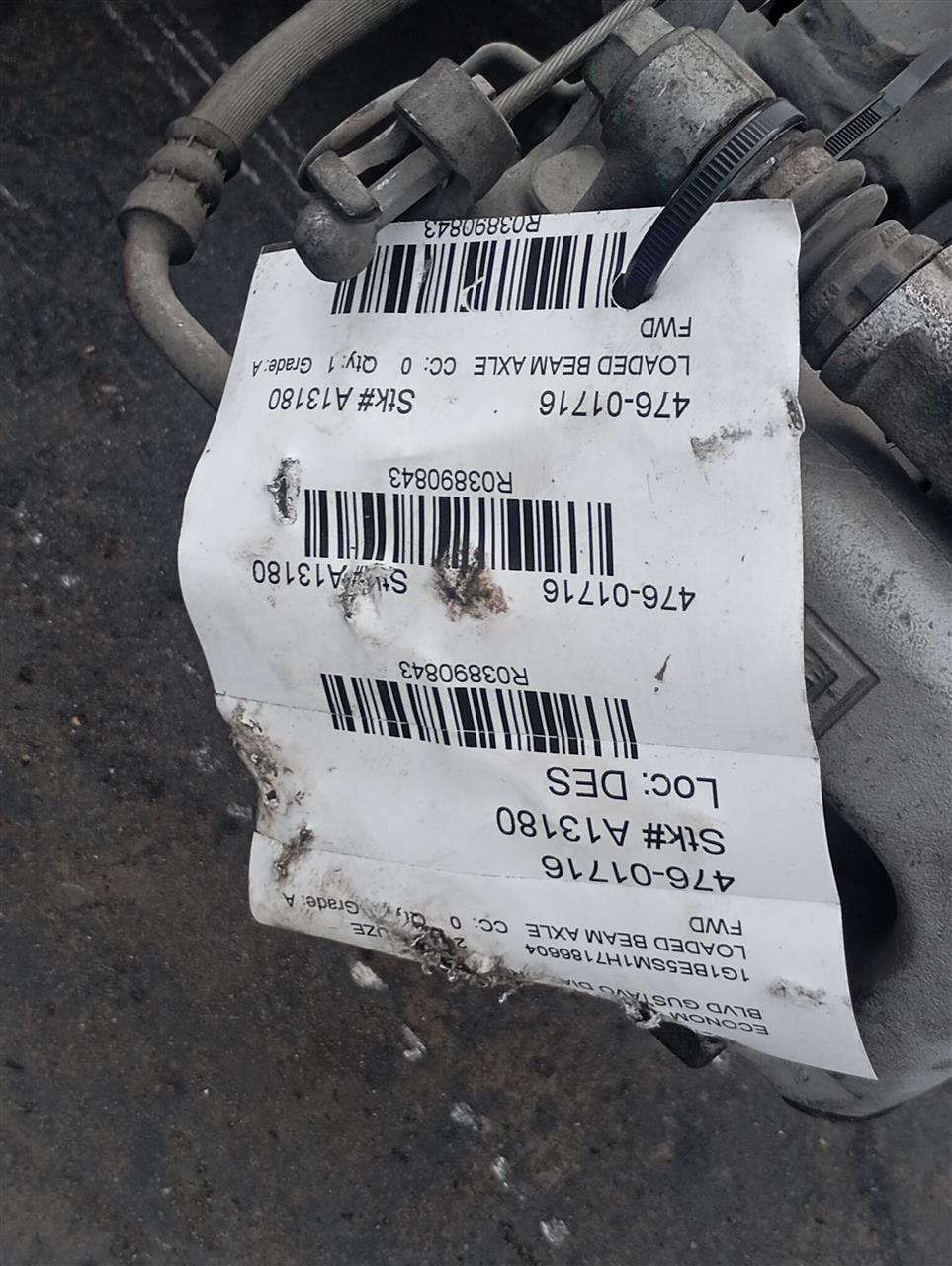2017 General Motors CRUZE Loaded Beam Axle