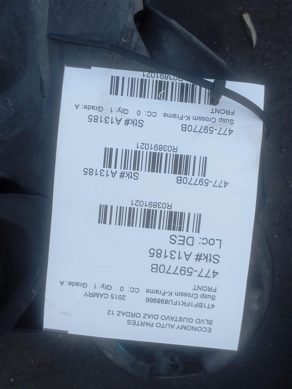 2015 Toyota CAMRY Susp Crossm K-Frame