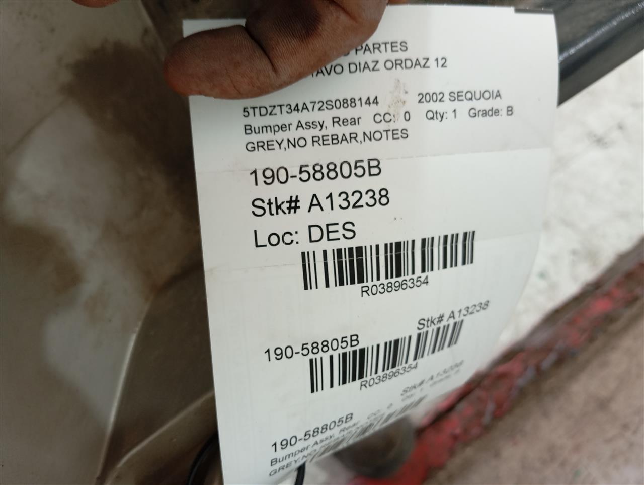 2002 Toyota SEQUOIA Bumper Assy, Rear