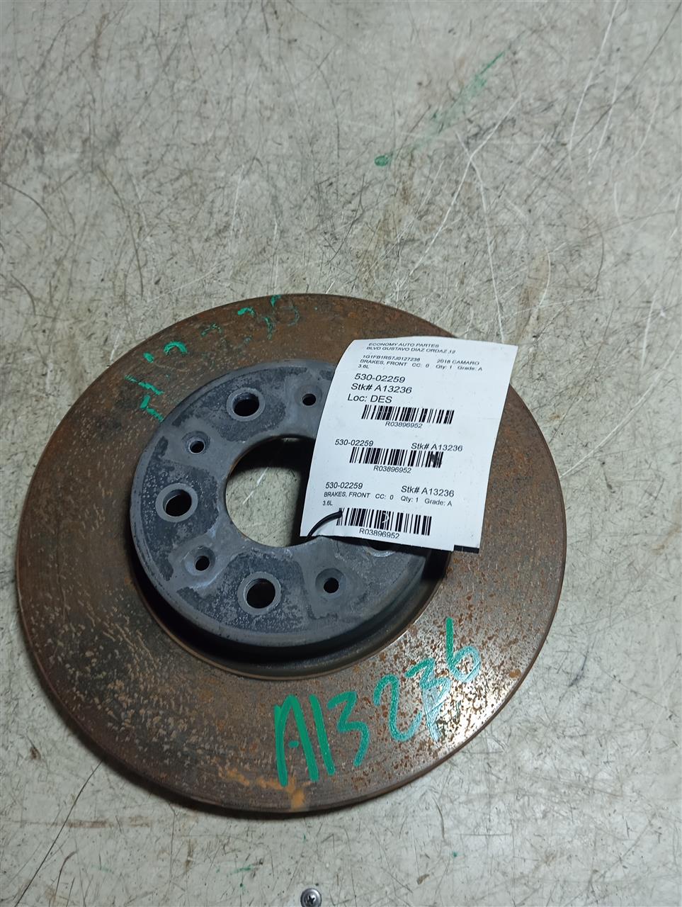 2018 General Motors CAMARO Brakes, Front