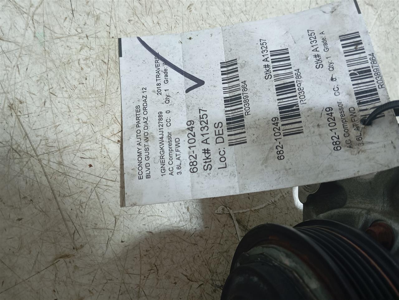 2018 General Motors TRAVERSE AC Compressor