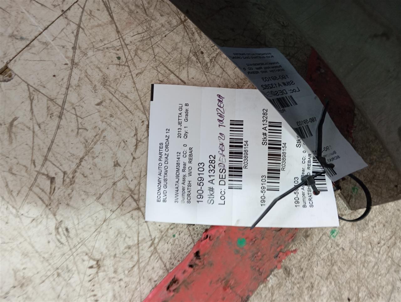 2013 Volkswagen JETTA GLI Bumper Assy, Rear