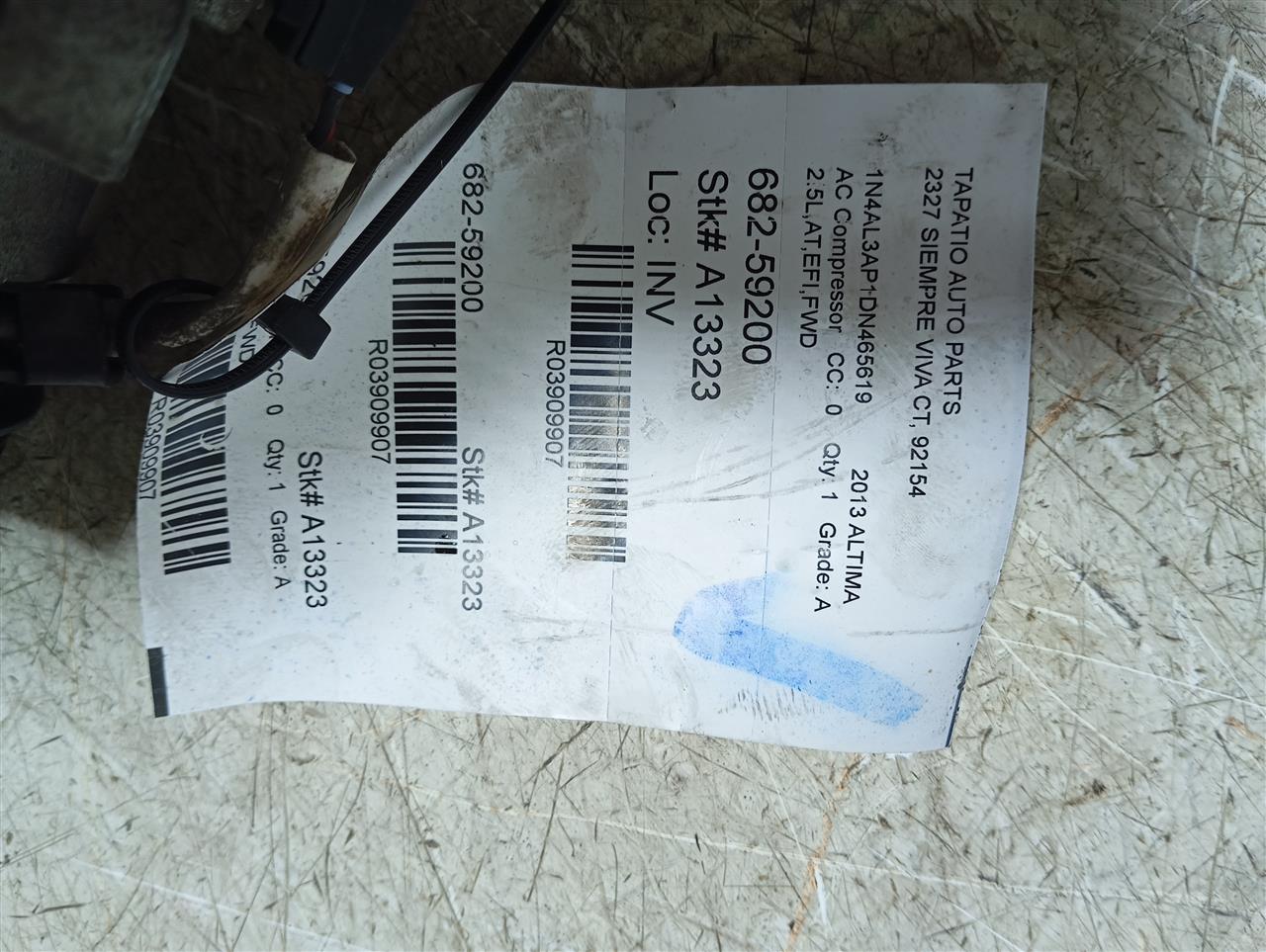 Used 2013 Nissan ALTIMA Base - Stock #A13323