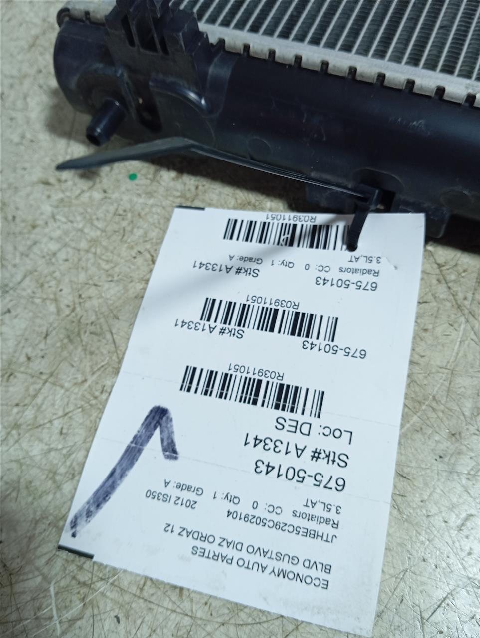 2012 LEXUS IS350 Lexus Radiators