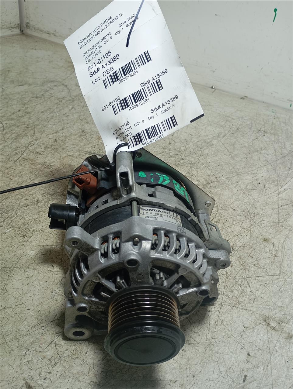 Used 2019 Honda CIVIC Alternator - Stock #A13389