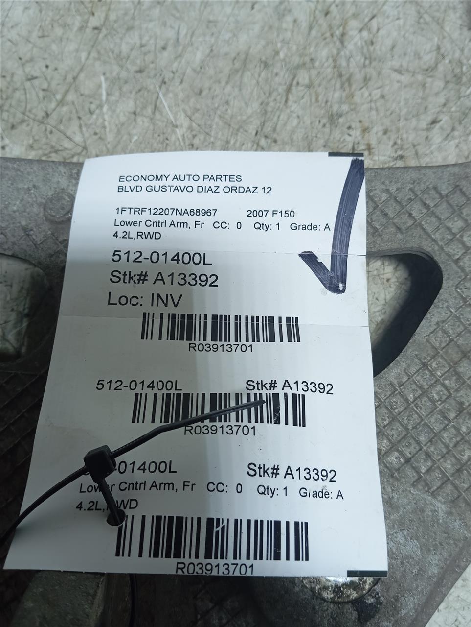 2007 Ford FORD F150 PICKUP Lower Cntrl Arm, Fr