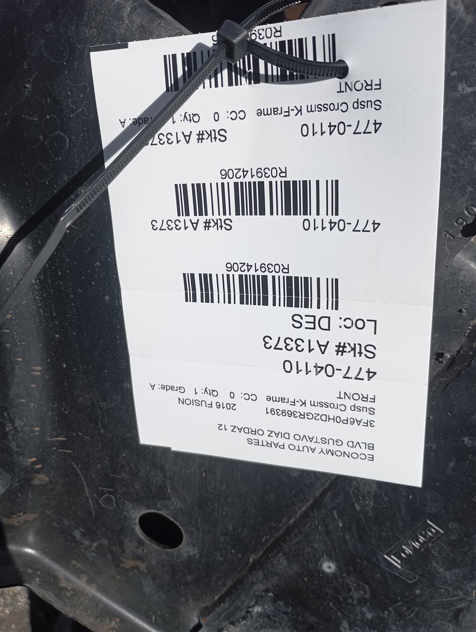 2016 Ford FUSION Susp Crossm K-Frame