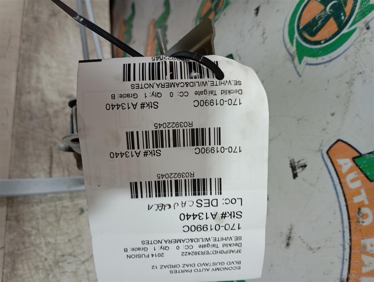 2014 Ford FUSION Decklid  Tailgate