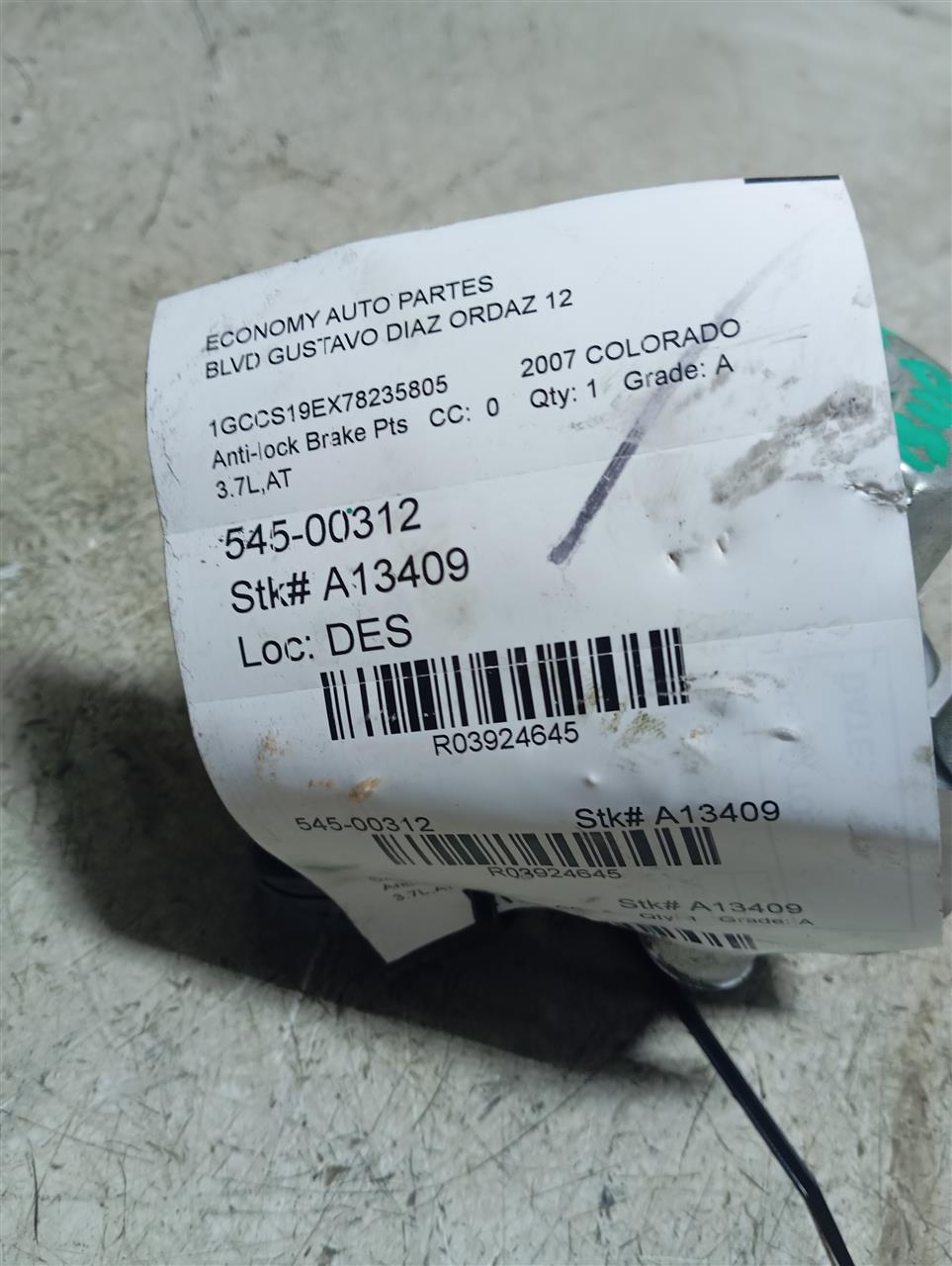 2007 General Motors COLORADO Anti-lock Brake Pts
