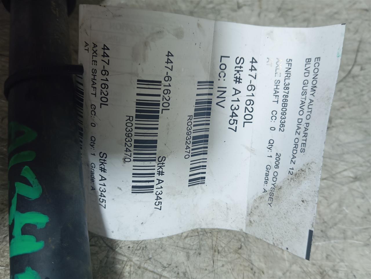 2006 Honda ODYSSEY Axle Shaft