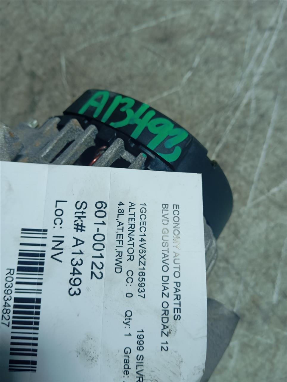 Used 1999 General Motors SILVERADO 1500 PICKUP Alternator - Stock #A13493