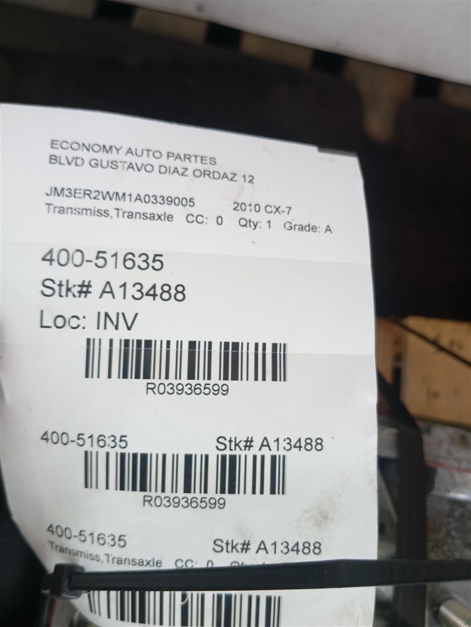 2010 Mazda MAZDA CX-7 Transmiss,Transaxle