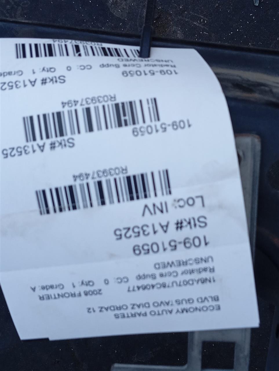 2008 Nissan FRONTIER Radiator Core Supp