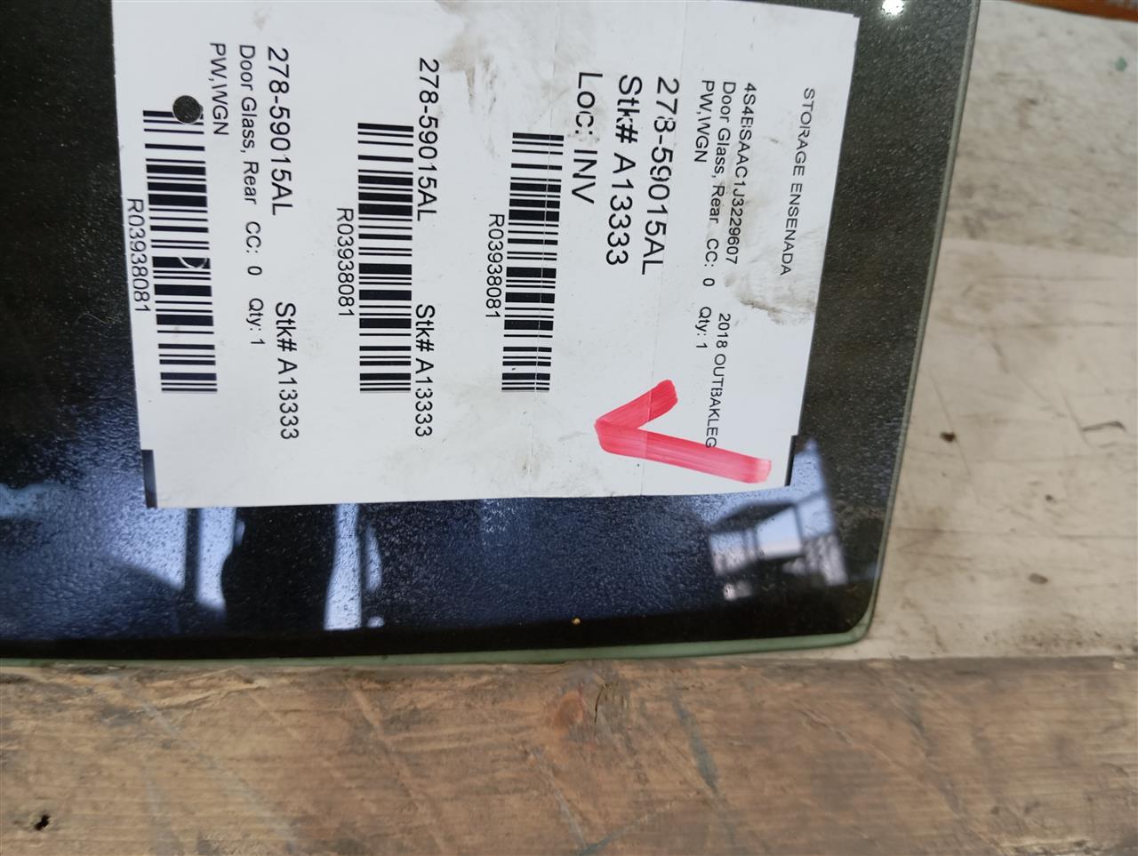 2018 Subaru LEGACY Door Glass, Rear