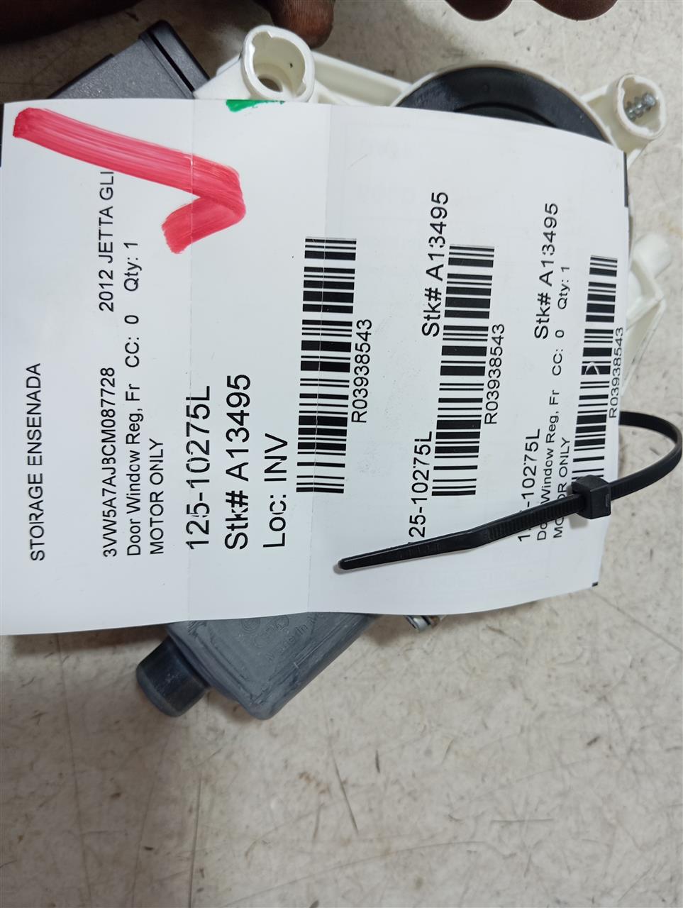 2012 Volkswagen JETTA GLI Door Window Reg, Fr