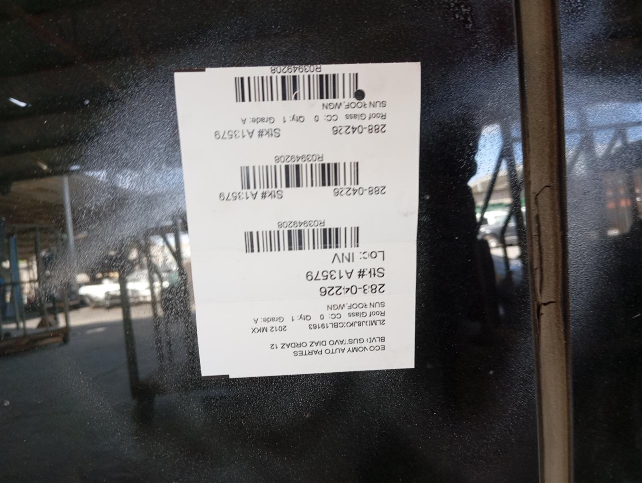 2012 Ford MKX Roof Glass