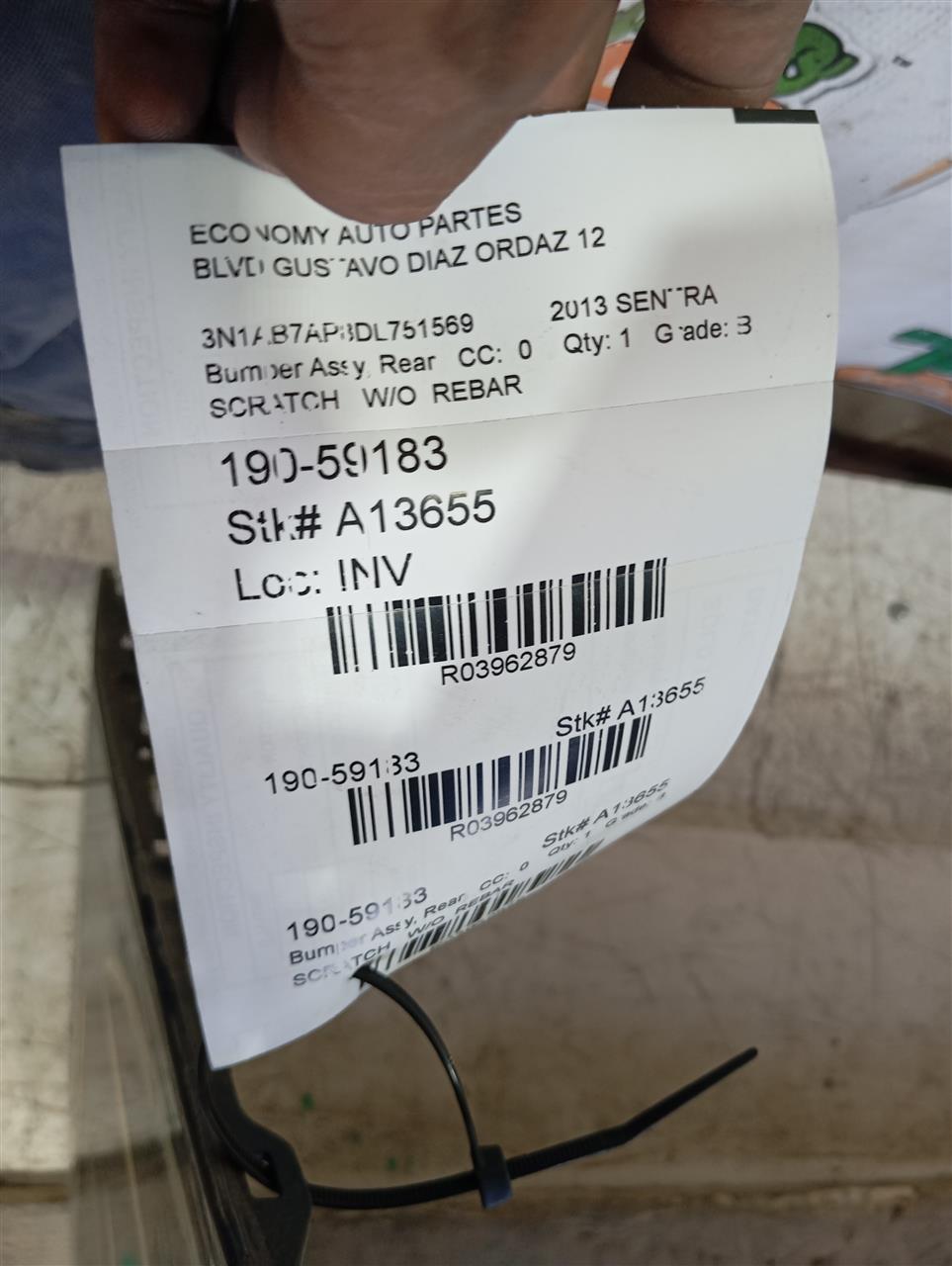 2013 Nissan SENTRA Bumper Assy, Rear