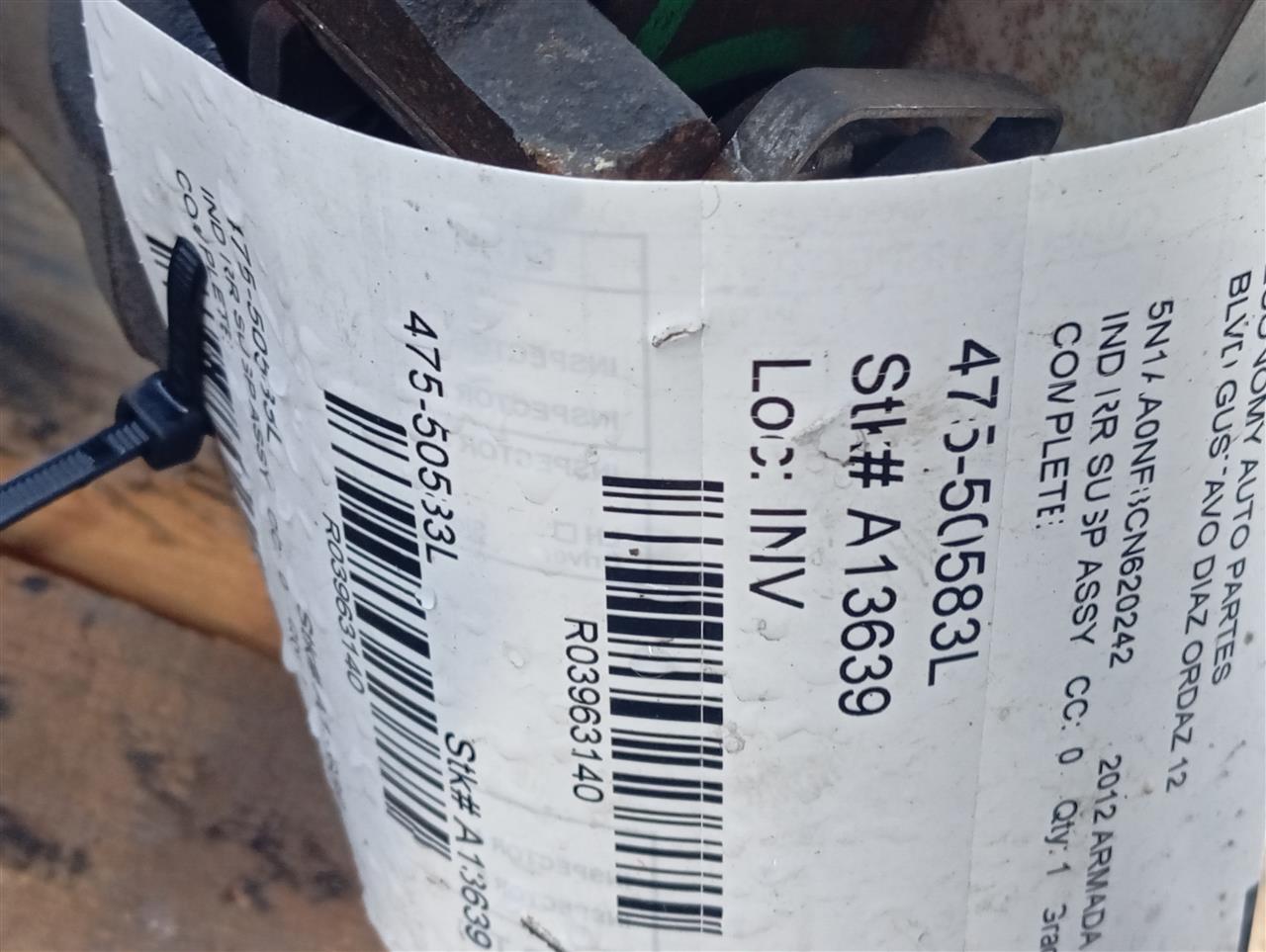 2012 Nissan ARMADA Ind Rr Susp Assy