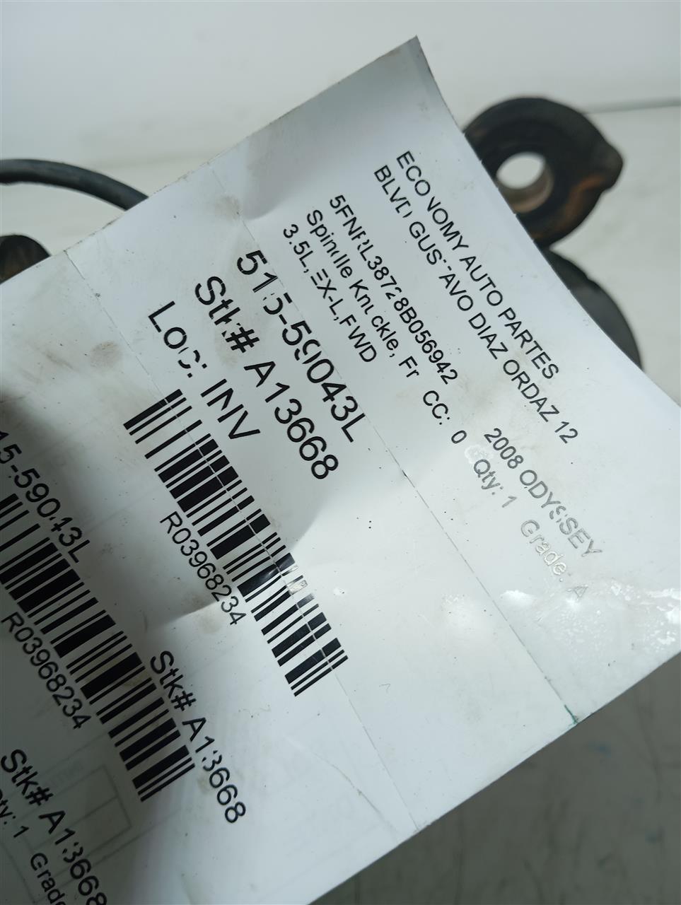 2008 Honda ODYSSEY Spindle Knuckle, Fr