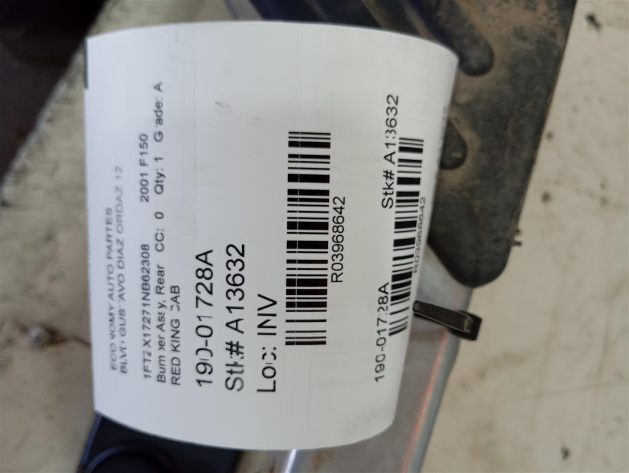 2001 FORD F150 PICKUP Ford Bumper Assy, Rear