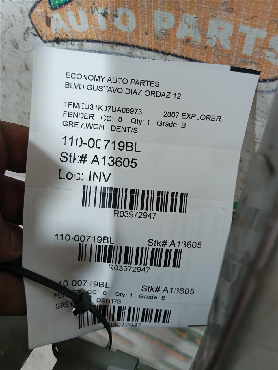 2007 EXPLORER Ford Fender