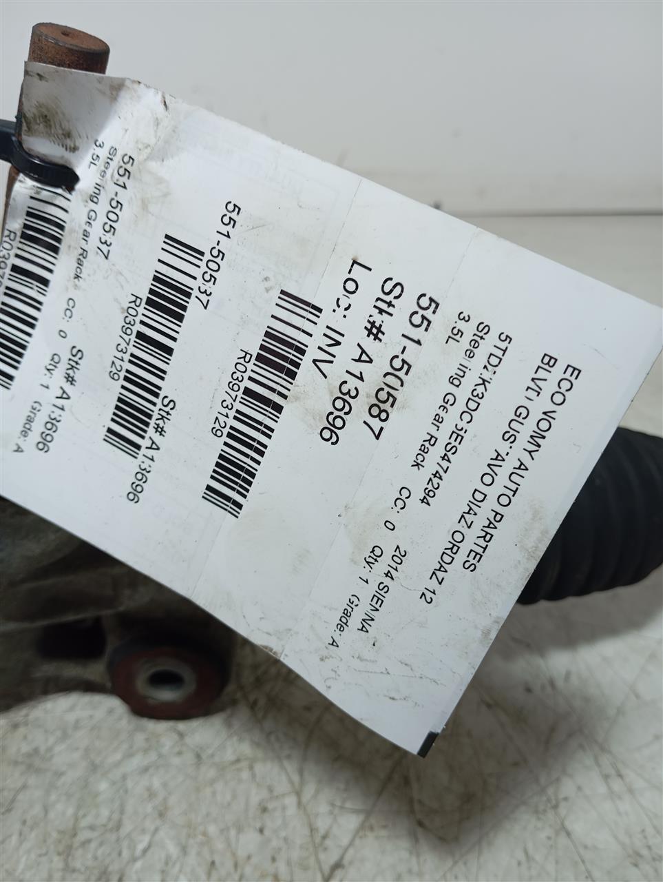 2014 Toyota SIENNA Steering Gear Rack