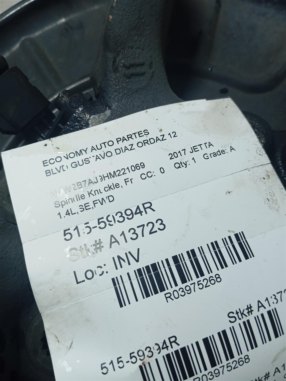 2017 Volkswagen JETTA Spindle Knuckle, Fr