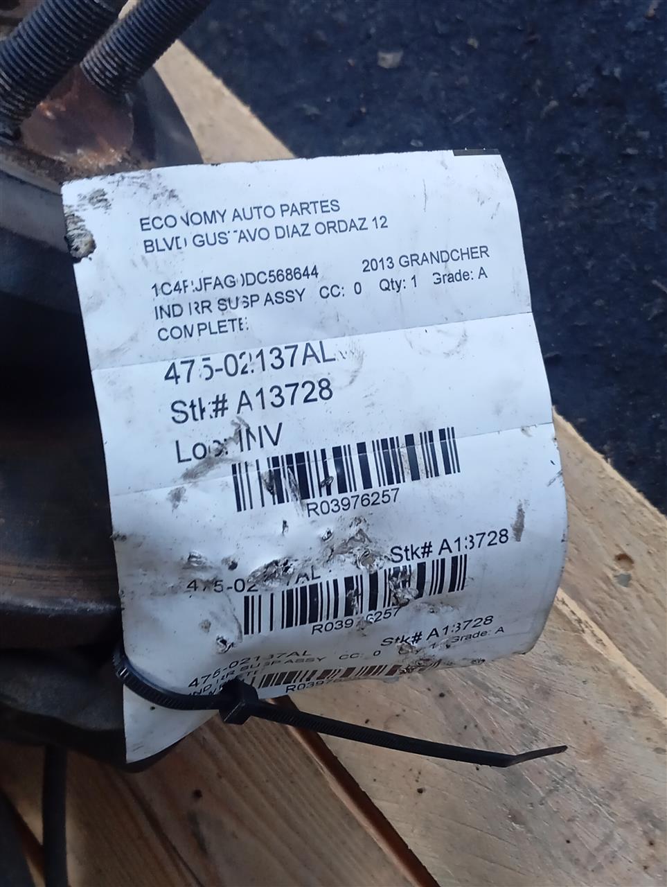 2013 GRAND CHEROKEE Jeep Ind Rr Susp Assy