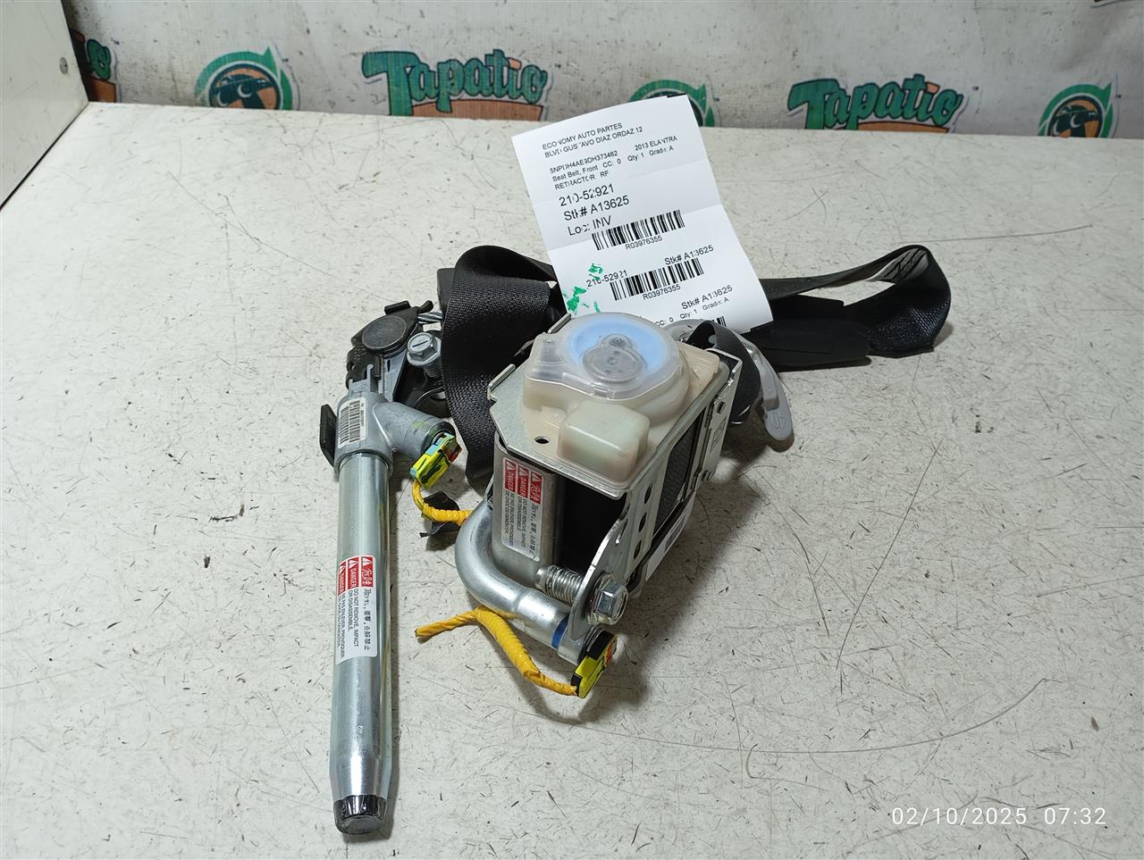 Used 2013 Hyundai ELANTRA retractor - Stock #A13625