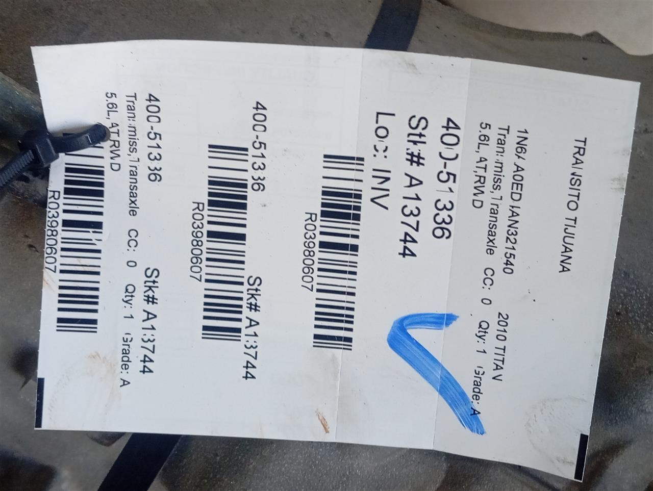 2010 Nissan TITAN Transmiss,Transaxle
