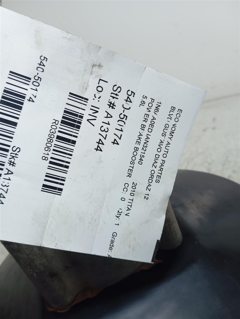 2010 Nissan TITAN Power Brake Booster