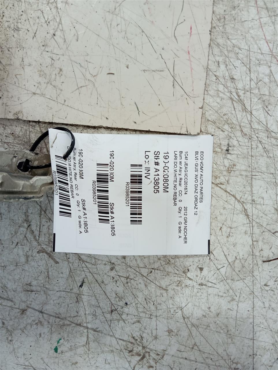 2012 GRAND CHEROKEE Jeep Bumper Assy, Rear