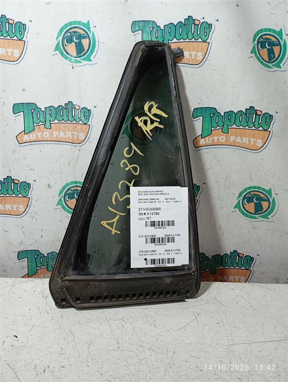 2007 Ford EDGE Door Vent Glass, Rr