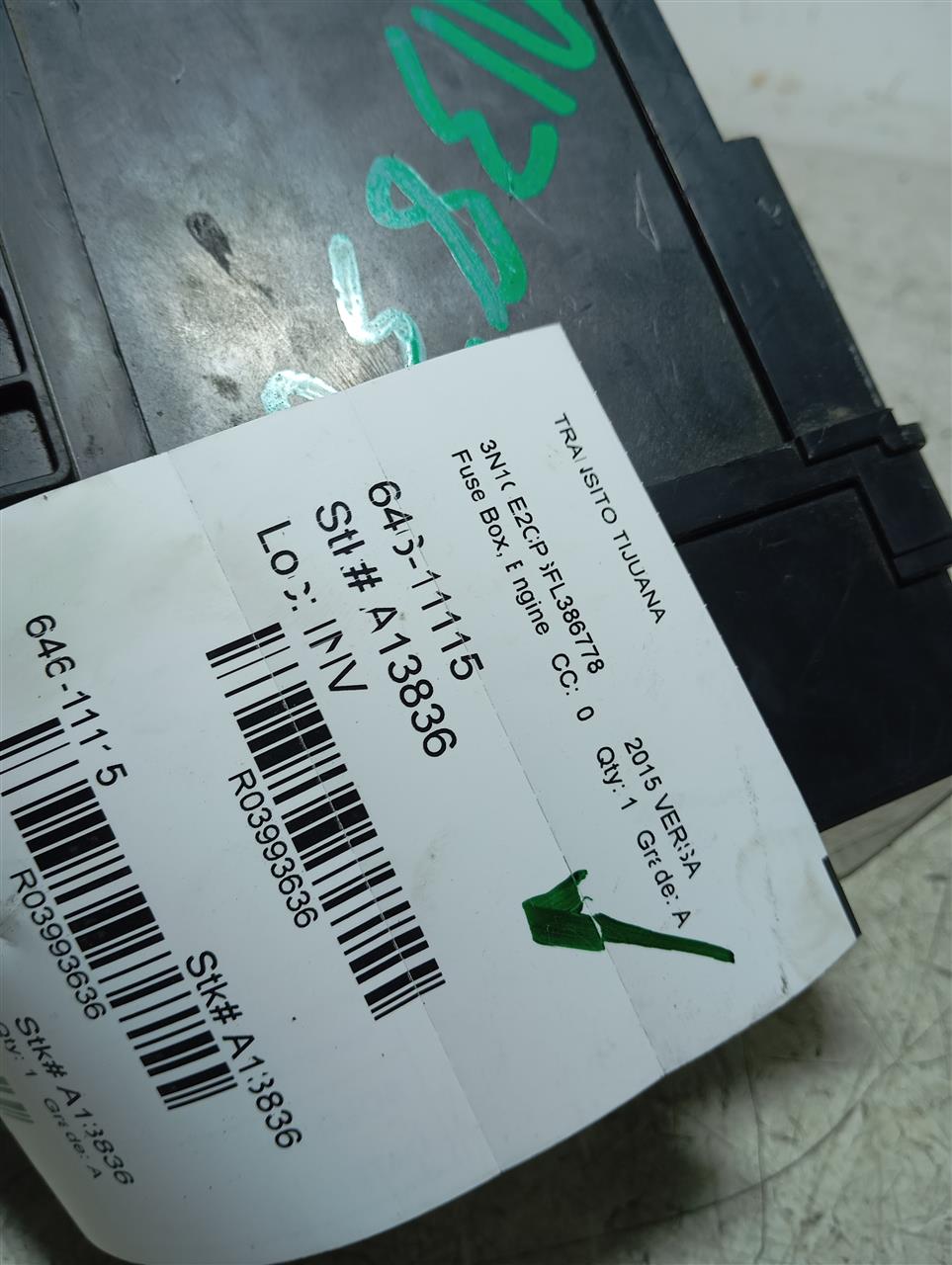 2015 Nissan VERSA Fuse Box, Engine