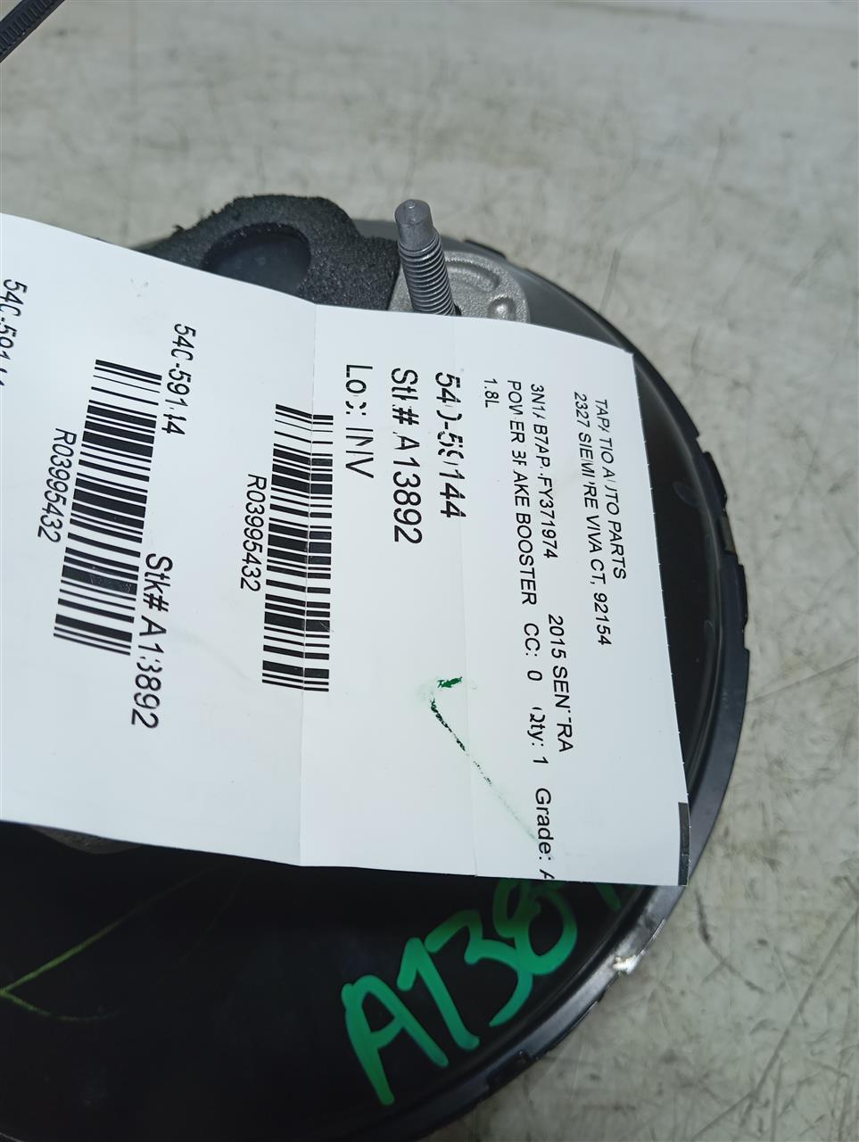 2015 Nissan SENTRA Power Brake Booster