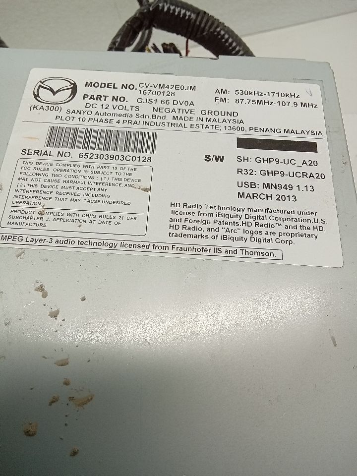 Used 2014 Mazda MAZDA 6 Radio Audio - Stock #H18690