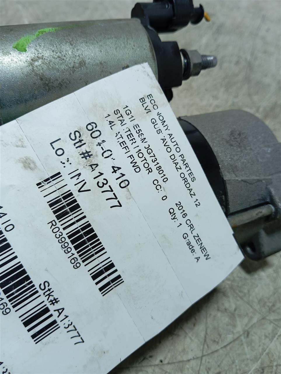 Used 2016 General Motors CRUZE Starter Motor - Stock #A13777