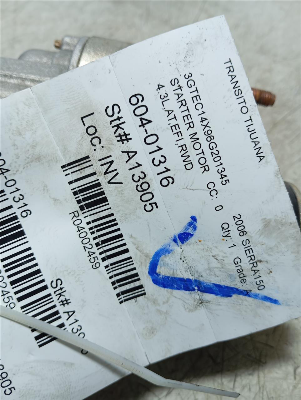 2006 SIERRA 1500 PICKUP General Motors Starter Motor
